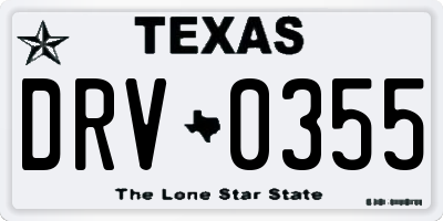 TX license plate DRV0355