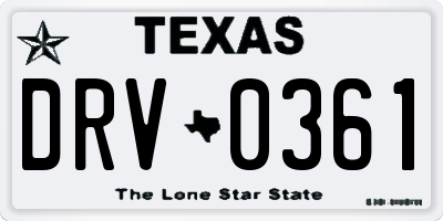TX license plate DRV0361