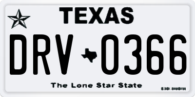 TX license plate DRV0366