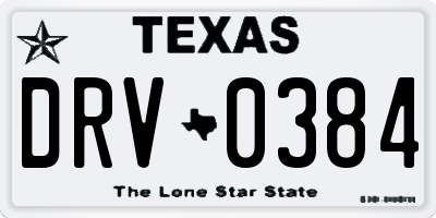TX license plate DRV0384
