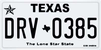 TX license plate DRV0385