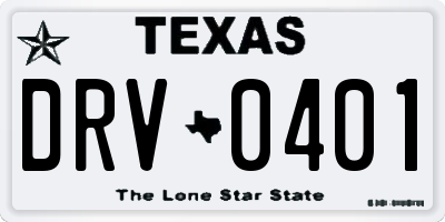 TX license plate DRV0401