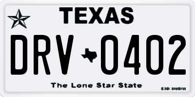 TX license plate DRV0402