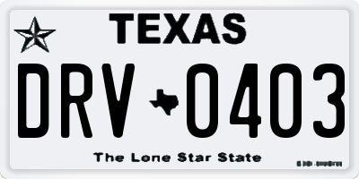 TX license plate DRV0403