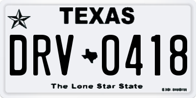 TX license plate DRV0418