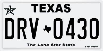 TX license plate DRV0430