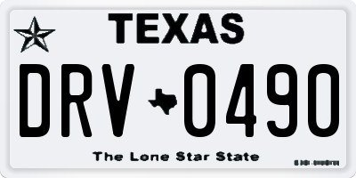 TX license plate DRV0490