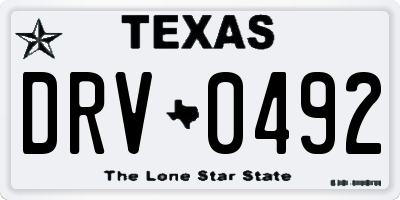 TX license plate DRV0492