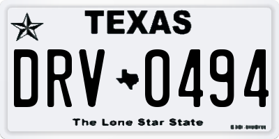 TX license plate DRV0494