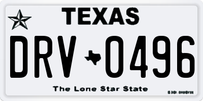 TX license plate DRV0496