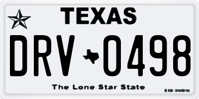 TX license plate DRV0498