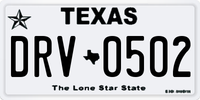 TX license plate DRV0502