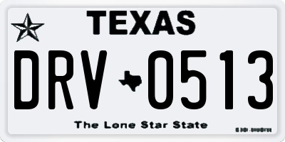 TX license plate DRV0513