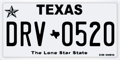 TX license plate DRV0520