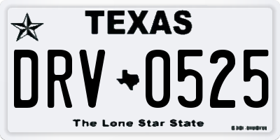 TX license plate DRV0525