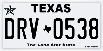 TX license plate DRV0538