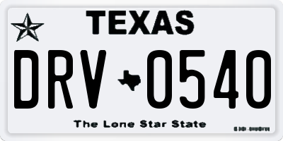 TX license plate DRV0540