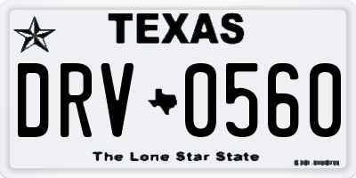 TX license plate DRV0560