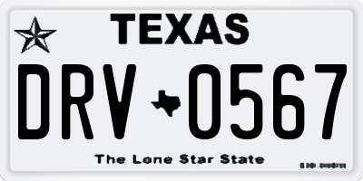 TX license plate DRV0567