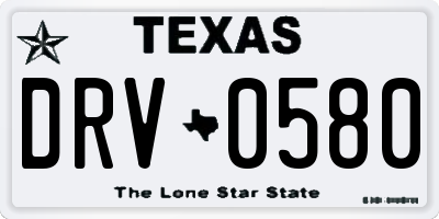TX license plate DRV0580
