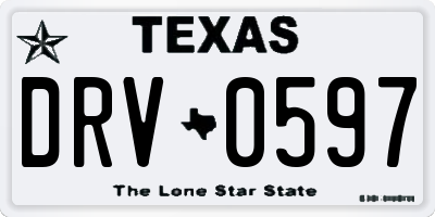 TX license plate DRV0597