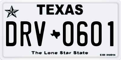 TX license plate DRV0601