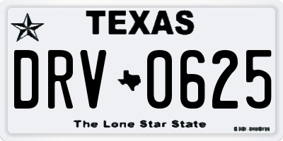 TX license plate DRV0625