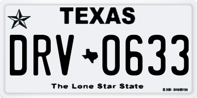 TX license plate DRV0633