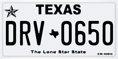 TX license plate DRV0650