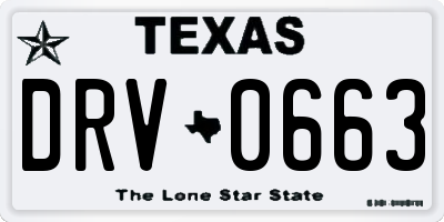 TX license plate DRV0663