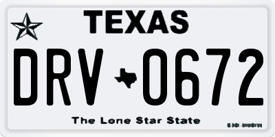 TX license plate DRV0672
