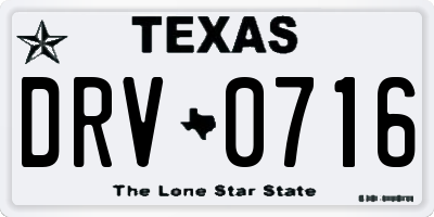 TX license plate DRV0716