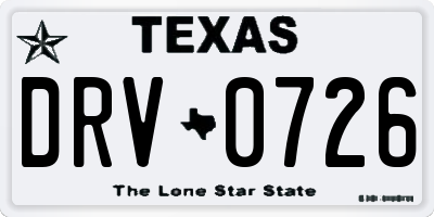 TX license plate DRV0726