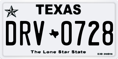 TX license plate DRV0728