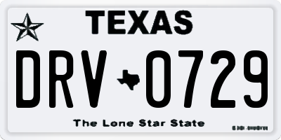 TX license plate DRV0729