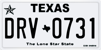 TX license plate DRV0731