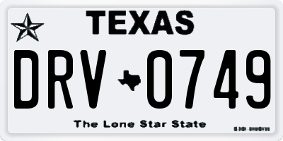 TX license plate DRV0749