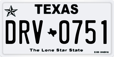 TX license plate DRV0751