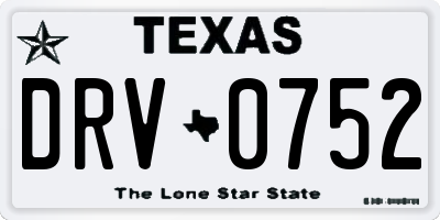 TX license plate DRV0752