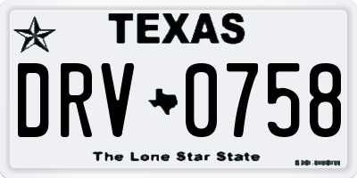 TX license plate DRV0758