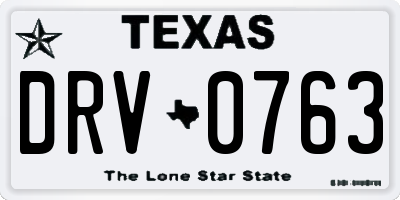 TX license plate DRV0763