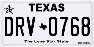 TX license plate DRV0768