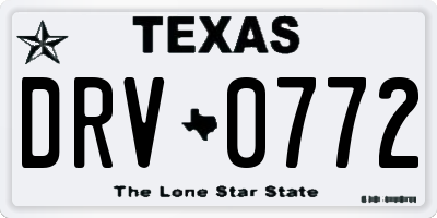 TX license plate DRV0772