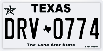 TX license plate DRV0774