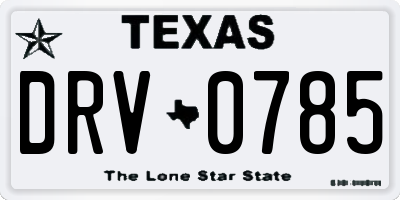 TX license plate DRV0785