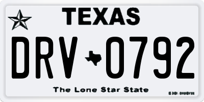 TX license plate DRV0792