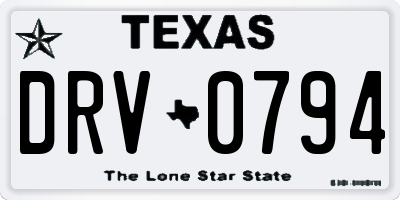 TX license plate DRV0794