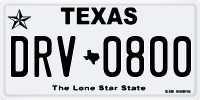 TX license plate DRV0800