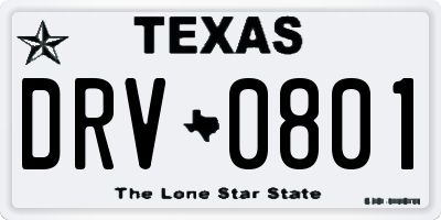 TX license plate DRV0801