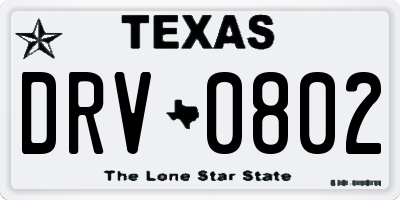 TX license plate DRV0802